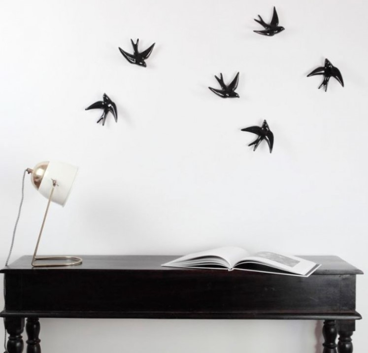 Décoration murale hirondelle - Noir émaillé