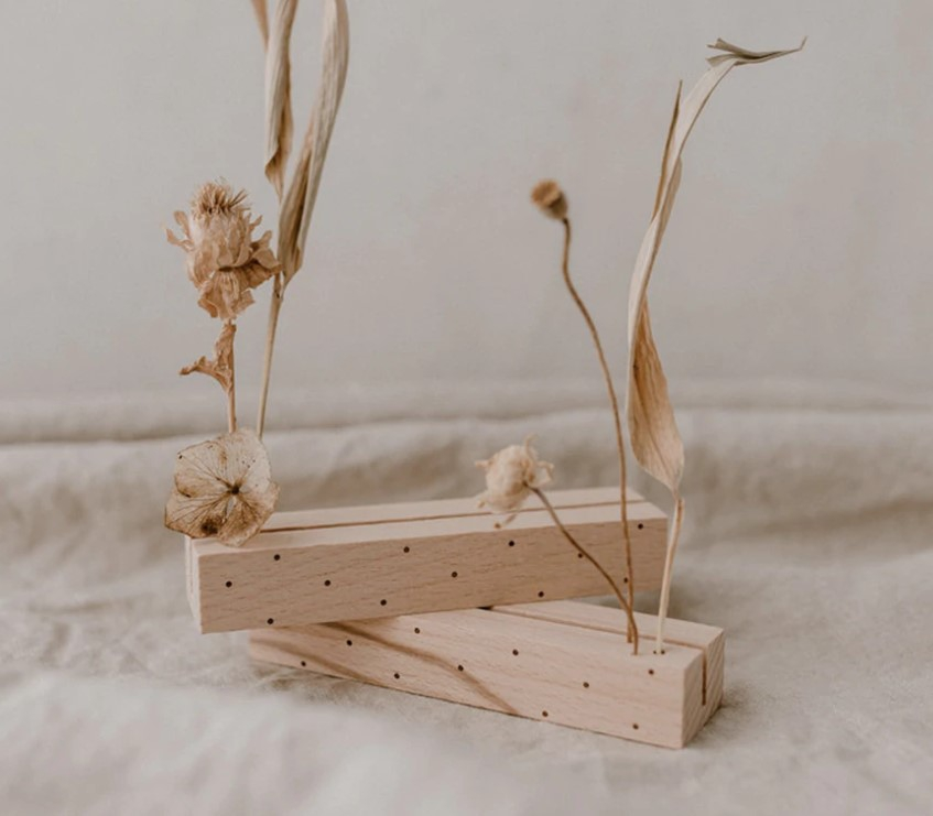 Porte carte et fleur séchée - petits pois