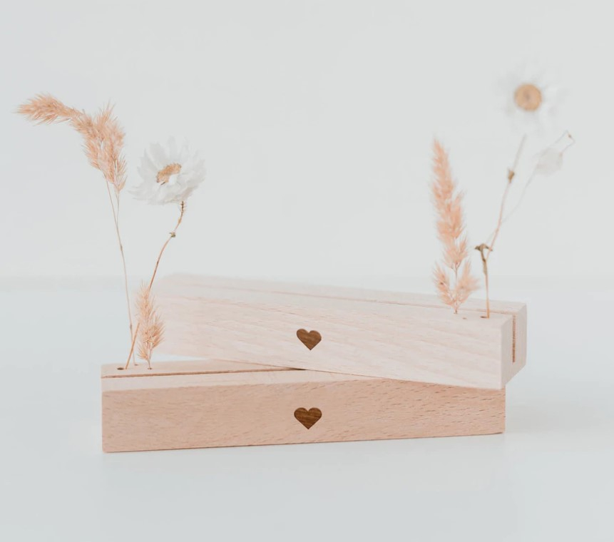 Porte carte et fleur séchée - coeur