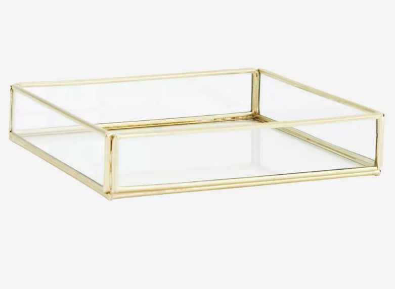 Plateau en verre carré - iron - gold
