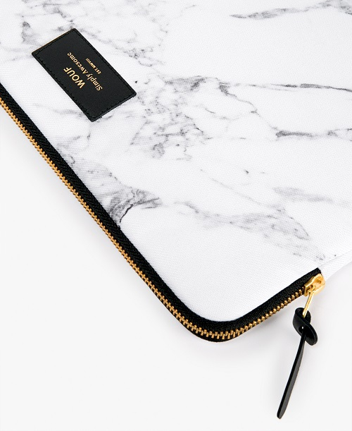 Pochette ordinateur 15 pouces - White marble
