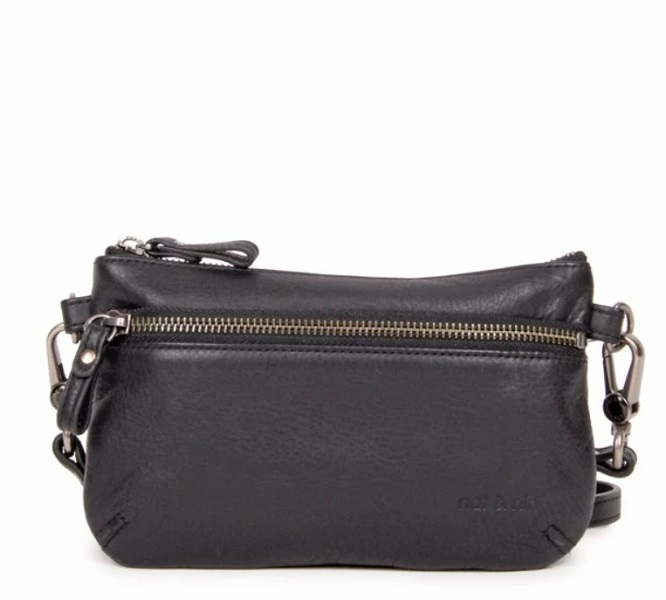 Petite pochette Vicky 2 zippée - Noir - Lisse