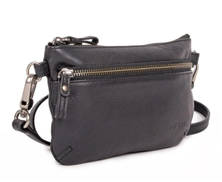 Petite pochette Vicky 2 zippée - Noir - Lisse