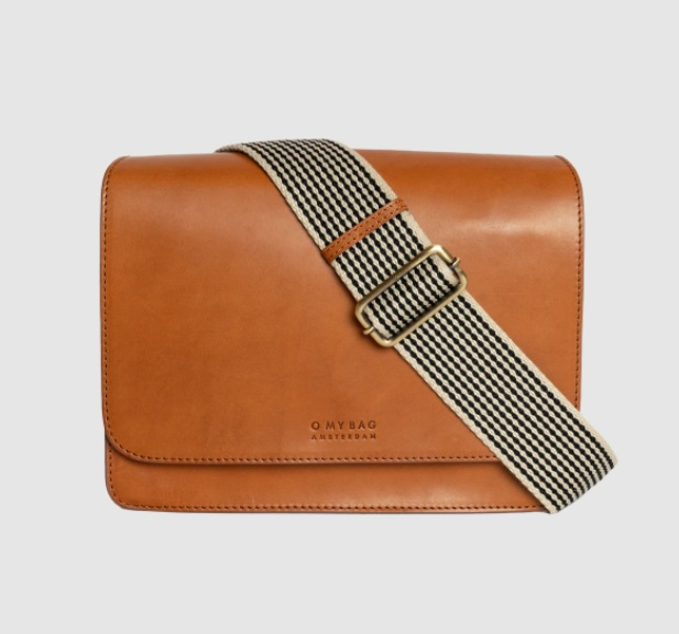 Sac Audrey - Cuir Classique à Carreaux Cognac
