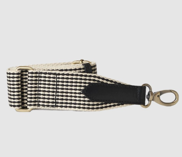 Sangle de sac à carreaux noirs et blancs - Noir