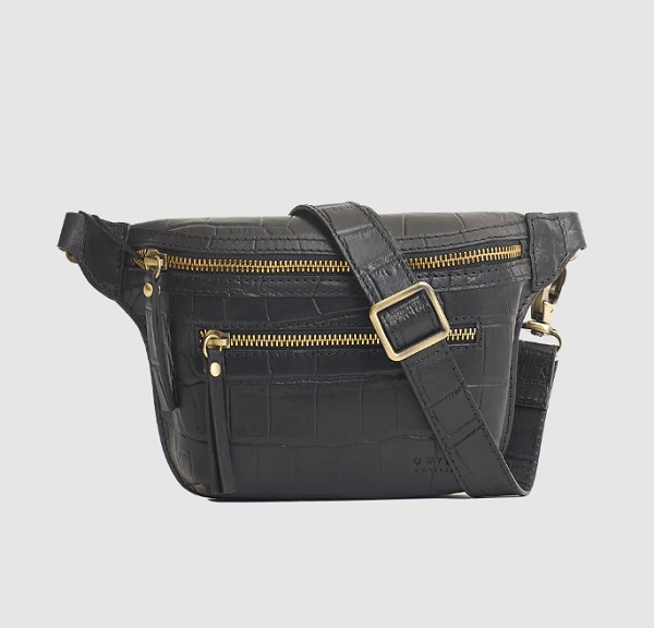 Sac Banane Beck - Wild black Soft Grain Croco Leather