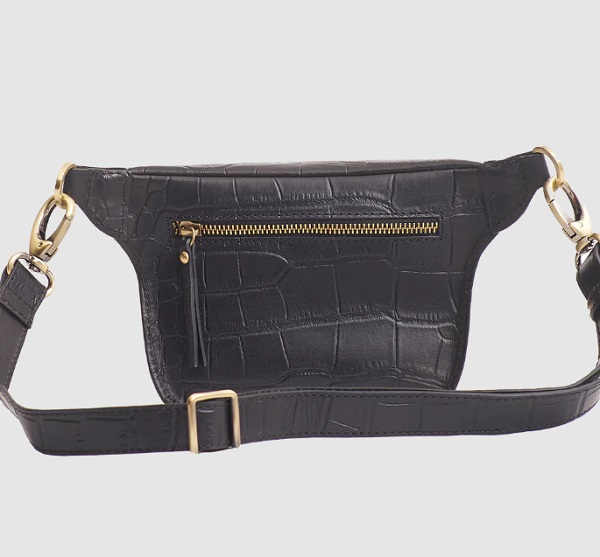 Sac Banane Beck - Wild black Soft Grain Croco Leather