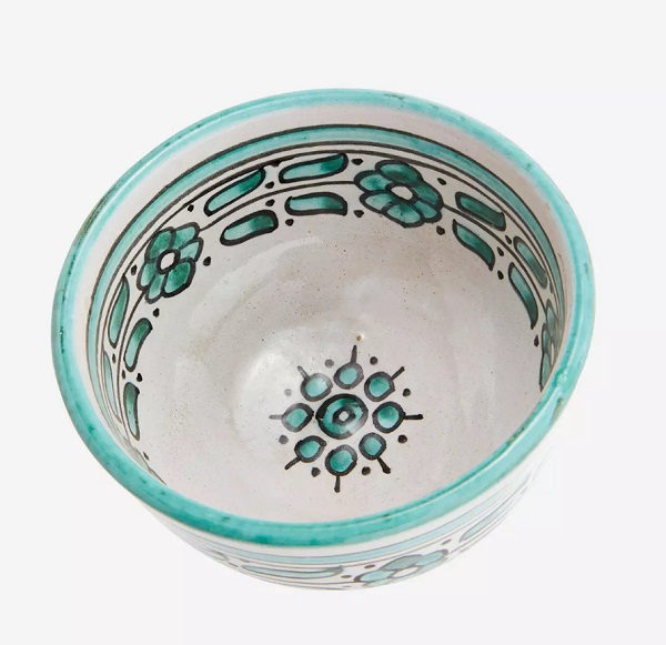 Hand Painted Stoneware Bowl - Green