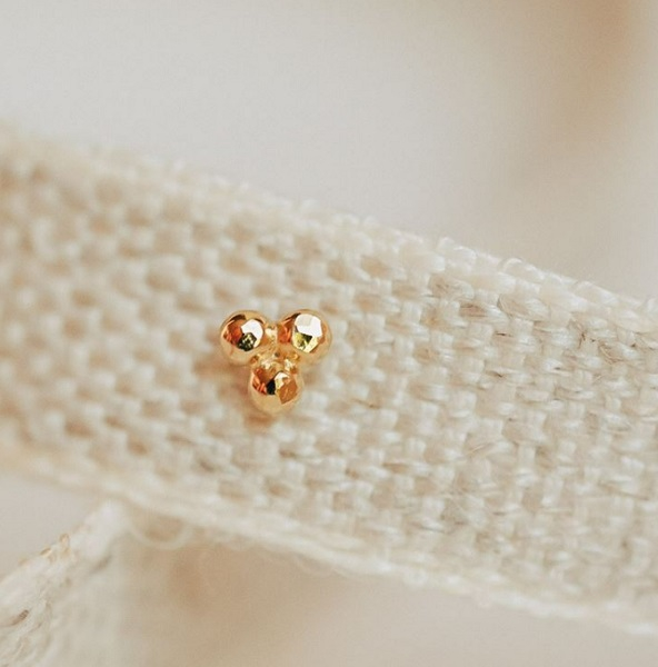Boucle d'oreille - Rose - plaqué or - 10943 - pépite
