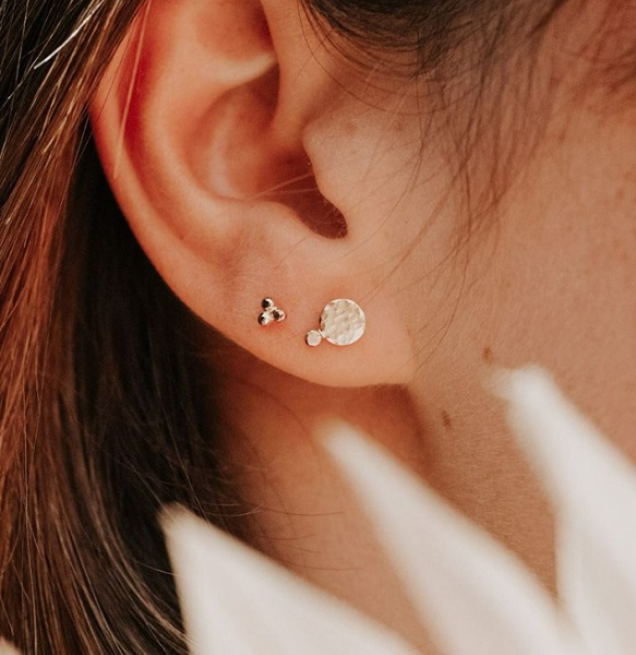 Boucle d'oreille - Rose - plaqué or - 10943 - pépite