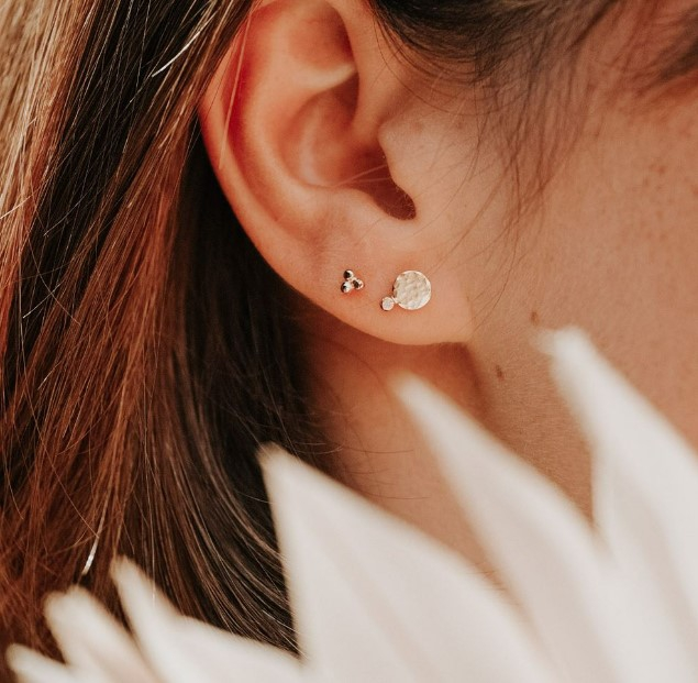 Boucle d'oreille - Rose - argent - 10942 - pépite