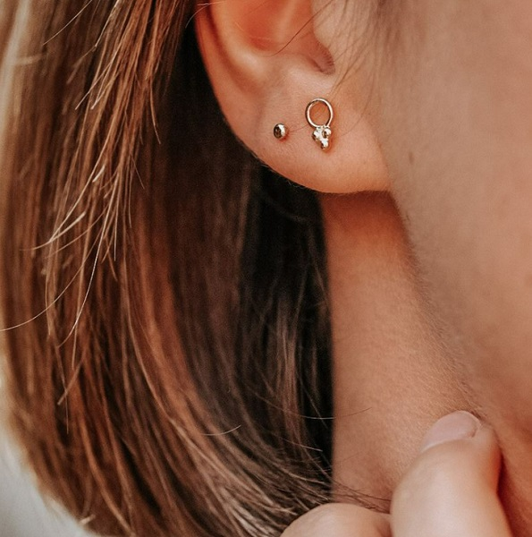 Boucle d'oreille - Jade - plaqué or - 10935 - pépite