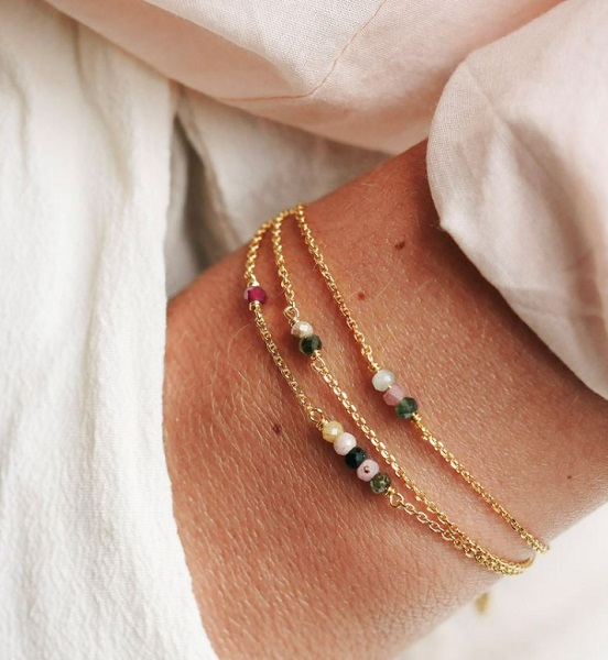 Bracelet 10843 Uma plaqué or - tourmaline - Amulette