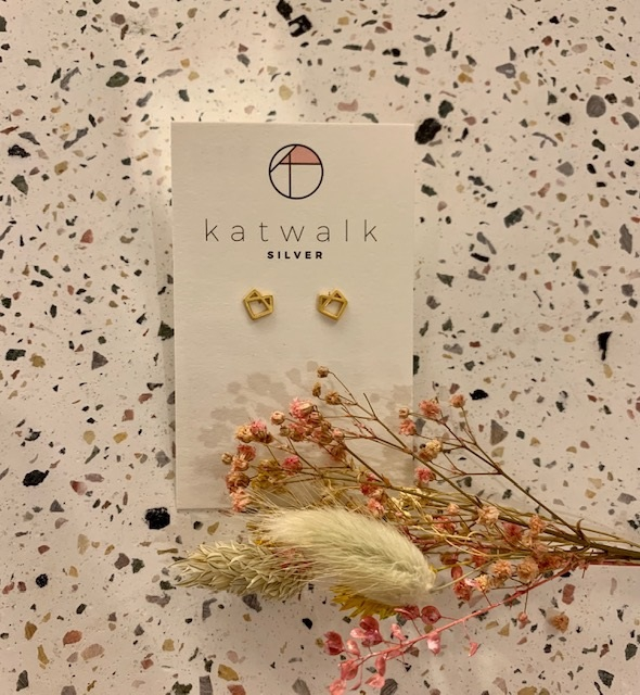 Boucles d'oreilles - or - tête de chat graphique
