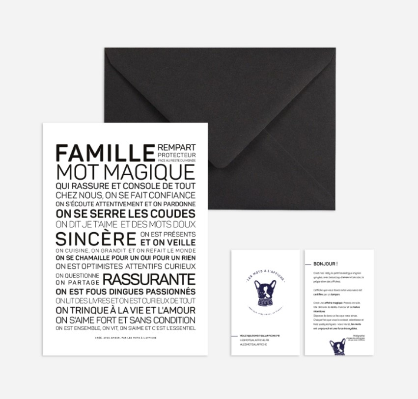 Carte postale avec enveloppe - Famille