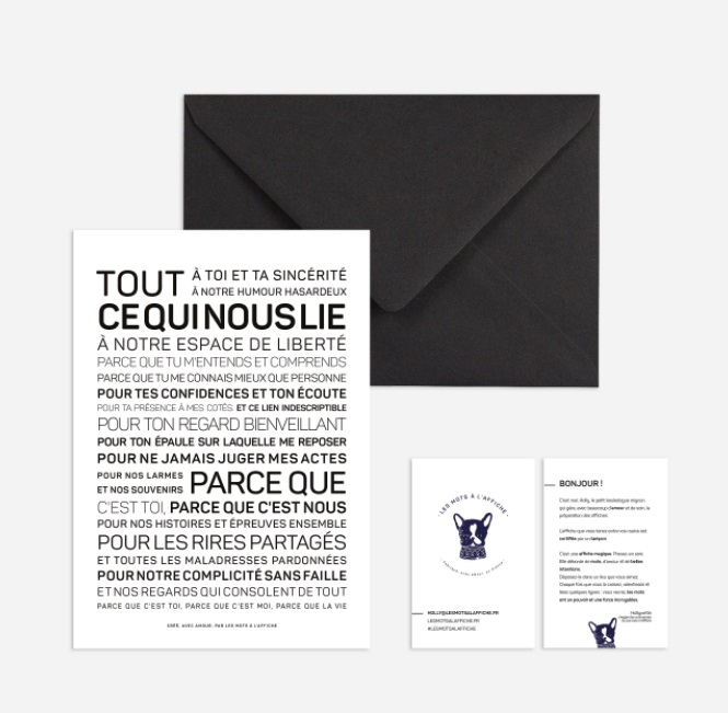 Carte postale avec enveloppe - Amitié (tout ce qui nous lie)