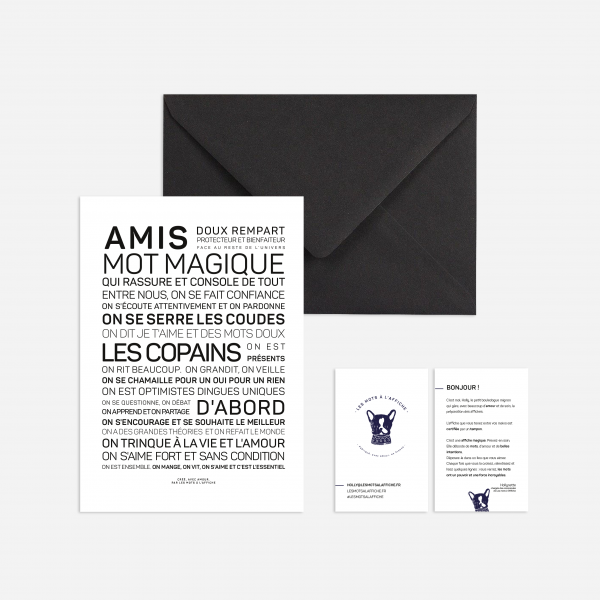 Carte postale avec enveloppe - Amis