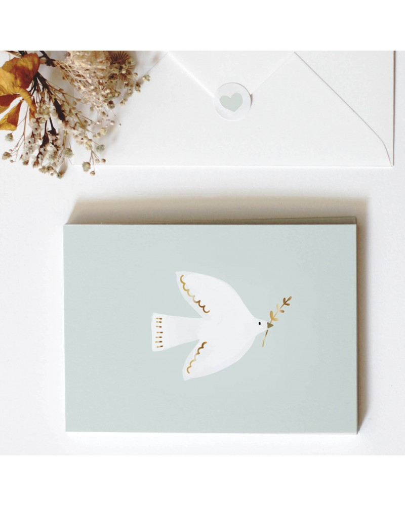 Carte avec enveloppe - Colombe et dorures