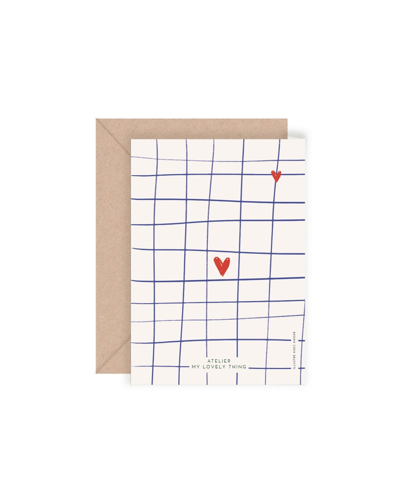 Carte double avec enveloppe - Bonjour coeur