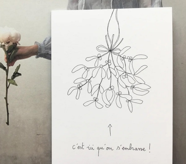 Carte Postale Double - Voeux - Gui