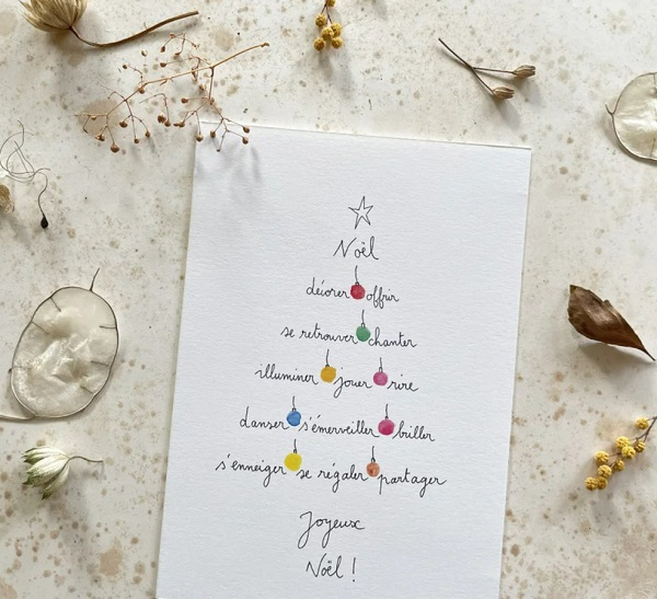 Carte Postale Double - Voeux - Sapin