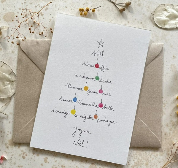 Carte Postale Double - Voeux - Sapin