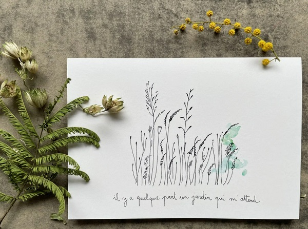 Carte Postale Double - Un Jardin