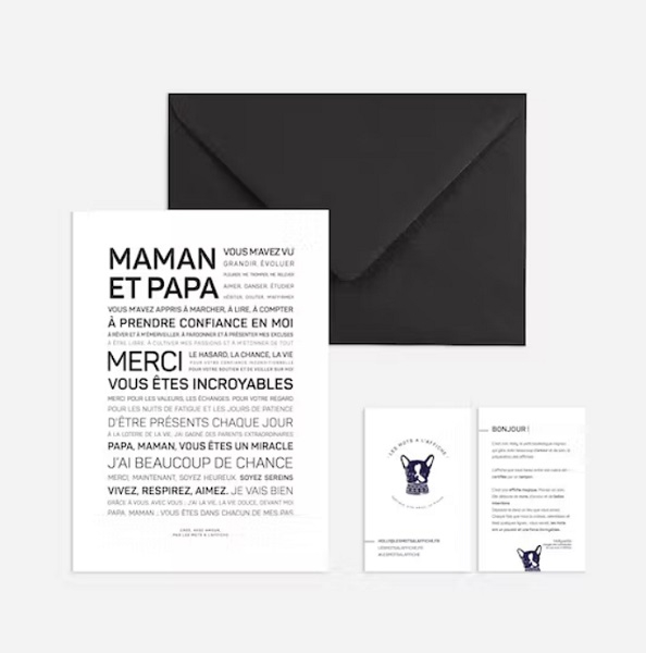 Carte postale avec enveloppe - Maman et Papa