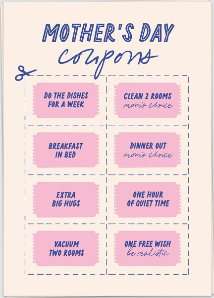 Kaart blanche - carte postale - Mother's day coupons