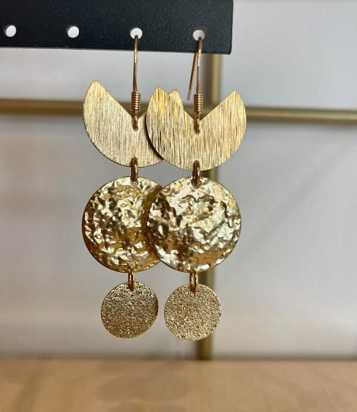 Boucles d'oreilles laiton doré - Sarah - pailletées