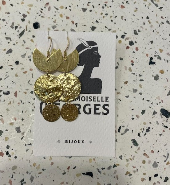 Boucles d'oreilles laiton doré - Sarah - pailletées
