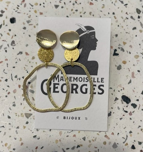 Boucles d'oreilles laiton doré - Syracuse - paillette