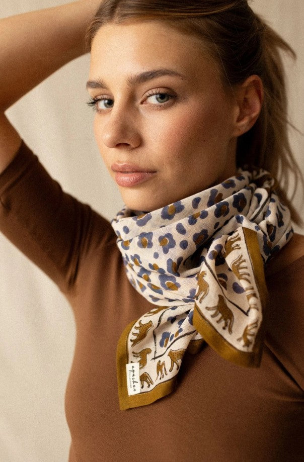 Big Foulard Dupatta - Léopard - Macadamia