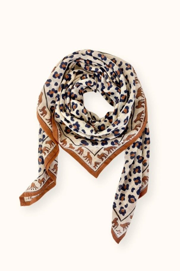 Big Foulard Dupatta - Léopard - Rust