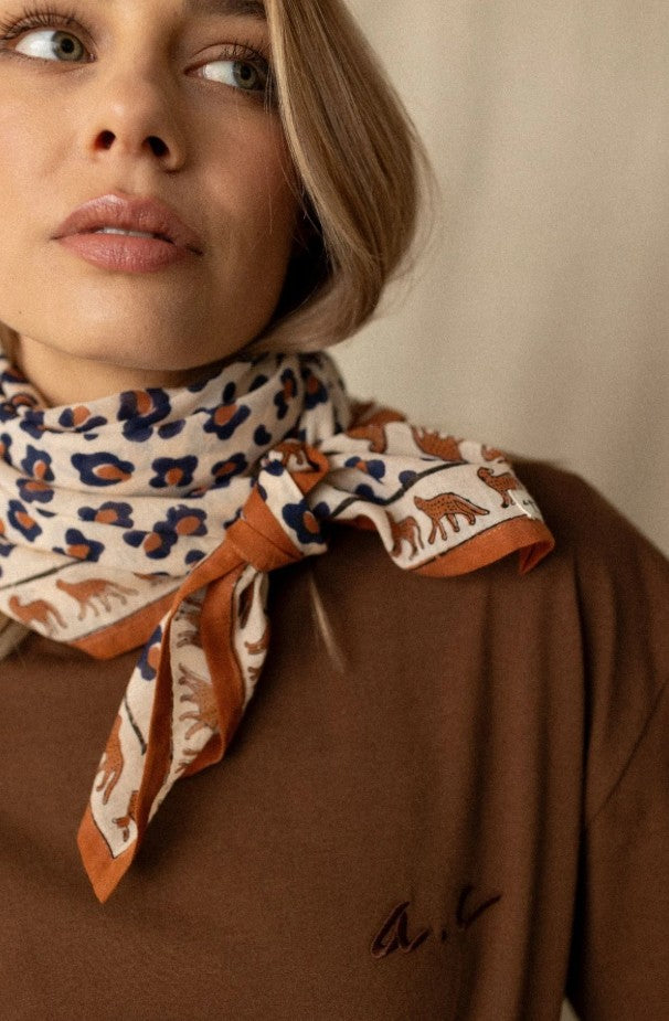Big Foulard Dupatta - Léopard - Rust