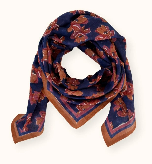 Big Foulard Dupatta - Violeta - Navy