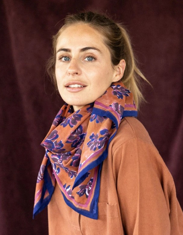 Big Foulard Dupatta - Violeta - Rust