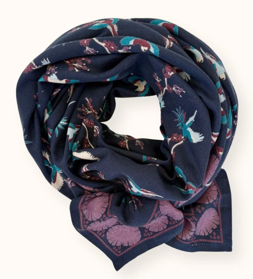 Foulard Latika - Cerisier - Navy