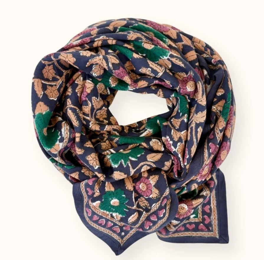 BIG Foulard Latika - Coeur - Navy forest