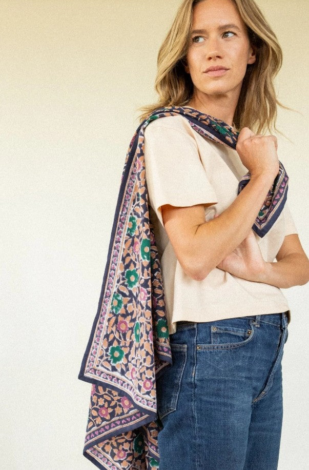 BIG Foulard Latika - Coeur - Navy forest