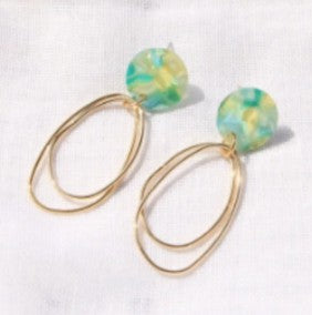 Boucles d'oreilles Liz - vert/jaune - F039