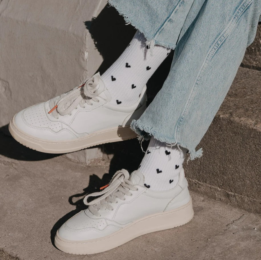 Chaussettes 39/42 - Allover coeurs noirs