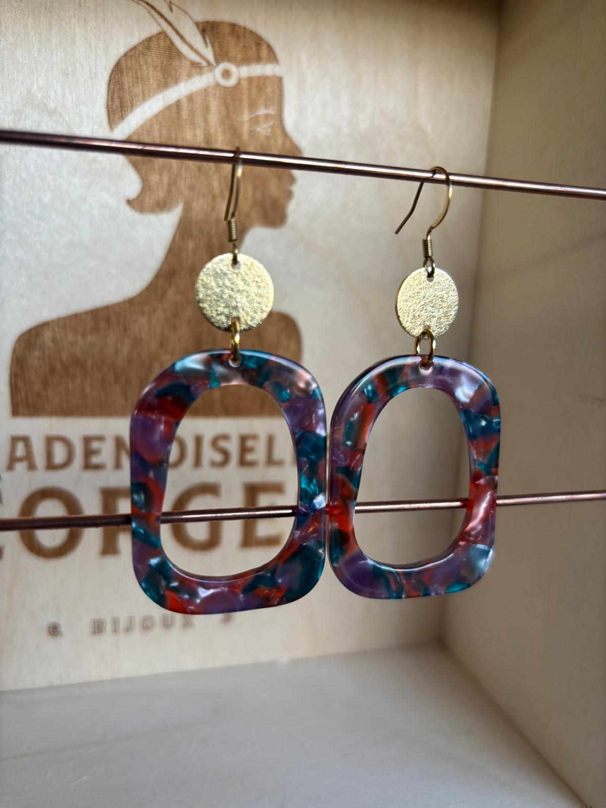 Boucles d'oreilles laiton doré - Jeanne - Prune