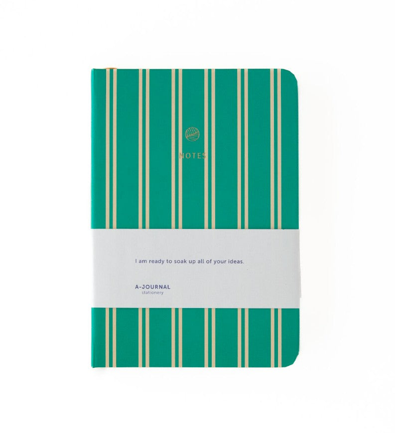 Carnet A6 - Rayures - Vert