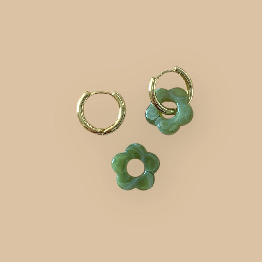 Boucles d'oreilles Billie - Vert olive