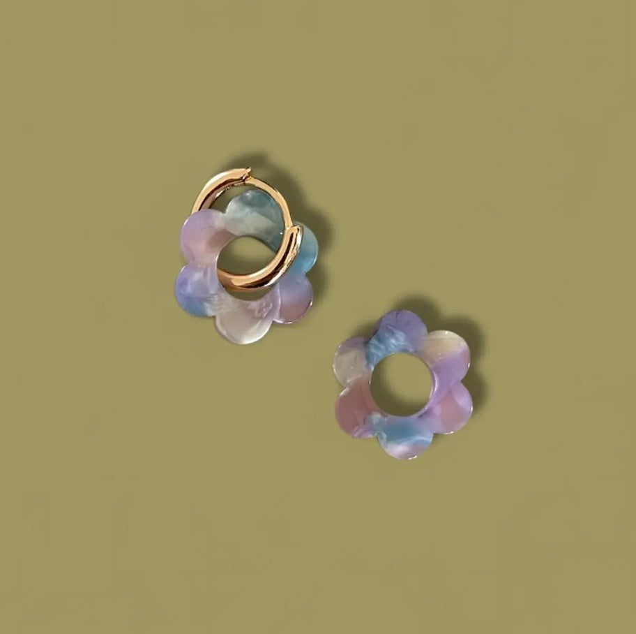 Boucles d'oreilles June - Bleu tie & die