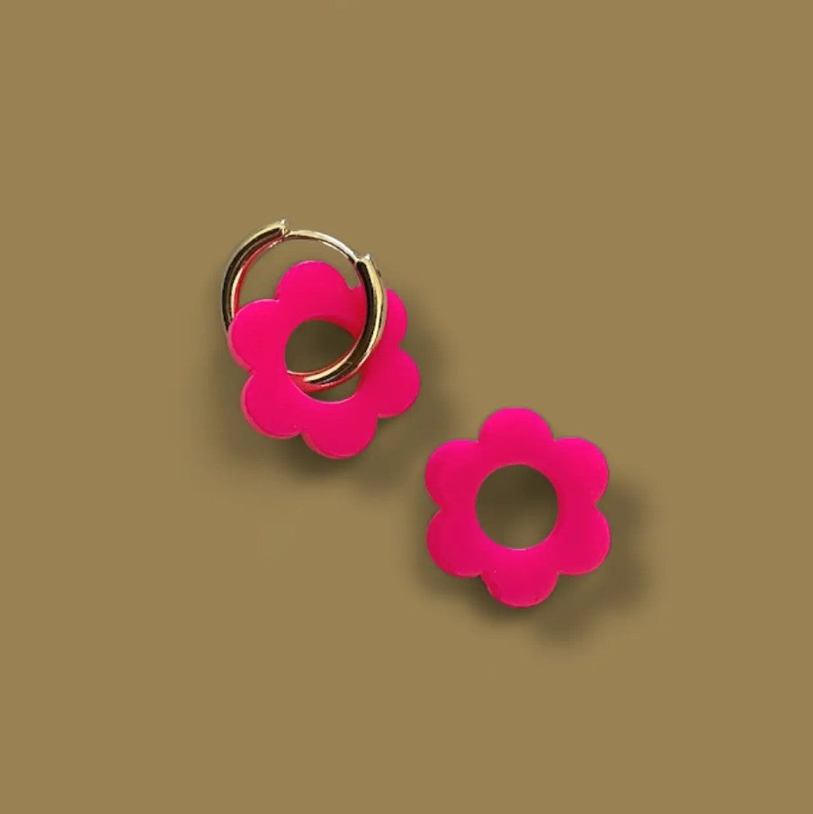 Boucles d'oreilles June - Rose fluo
