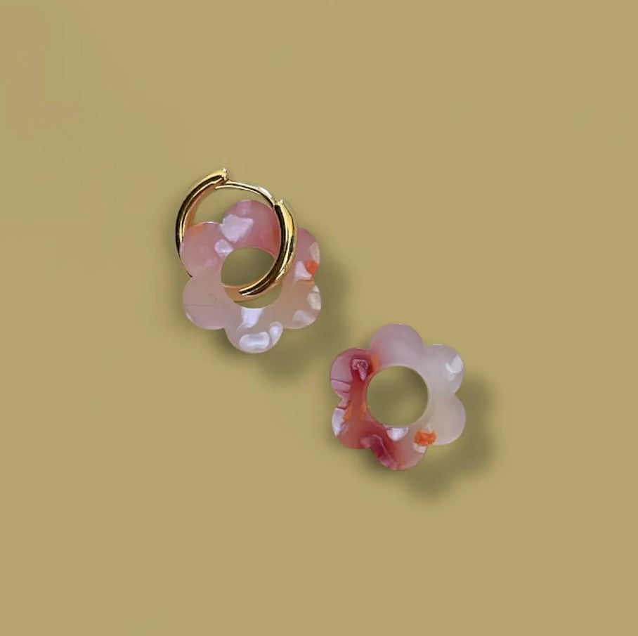Boucles d'oreilles June - Tie & die rose orangé