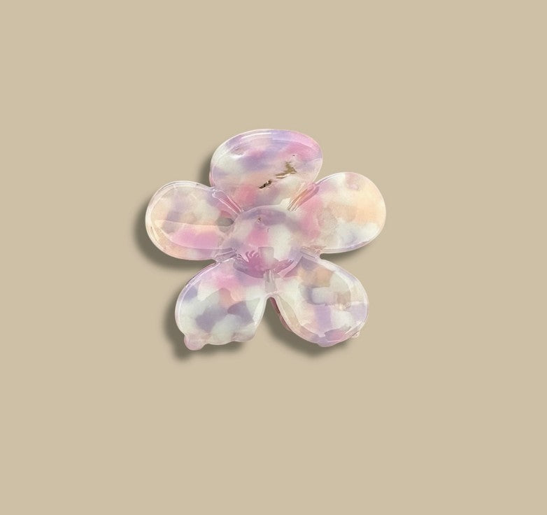 Pince à cheveux - Fleur - moucheté lilas