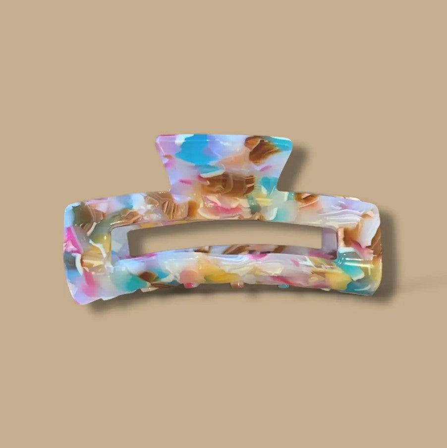 Pince à cheveux - Croco rectangulaire - tie&die multi